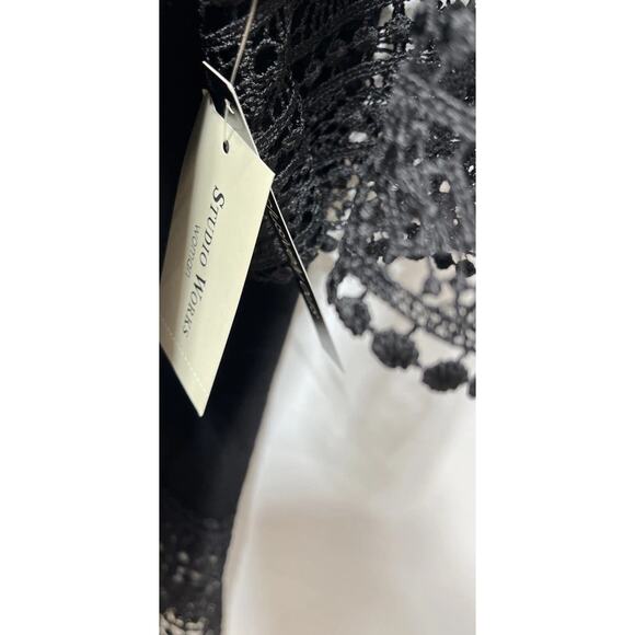 Studio Works Burnout cardigan sweater, Black with lace & sleeve trim, NWT 2X - Picture 4 of 8